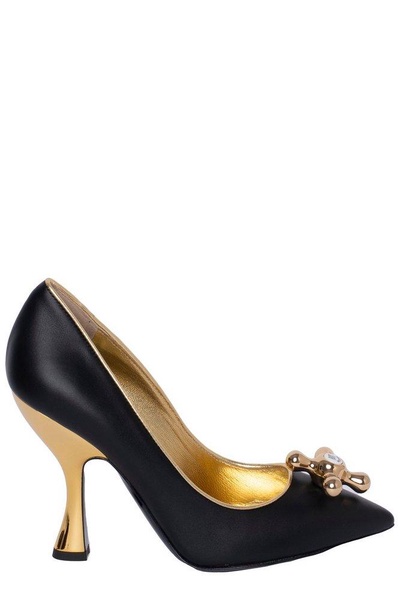 Moschino Tap-Detailed Pointed Toe Pumps