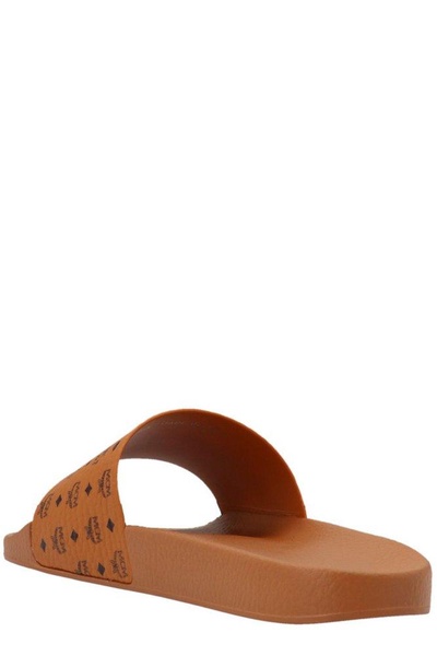 MCM Logo-Printed Slip-On Sandals