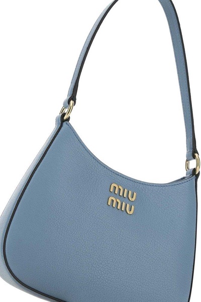 Miu Miu Logo Plaque Zipped Hobo Shoulder Bag