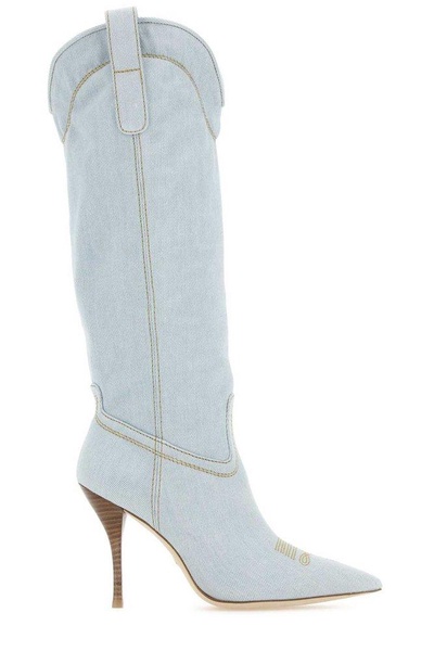 Stuart Weitzman Western-Style Pointed-Toe Denim Boots