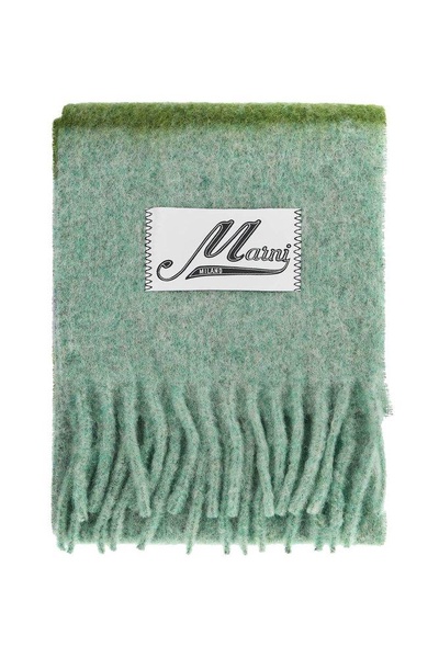 Marni Logo-Patch Fringed Scarf