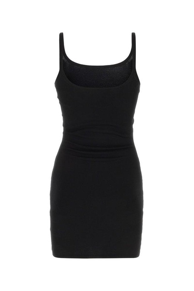 Black stretch viscose blend mini dress