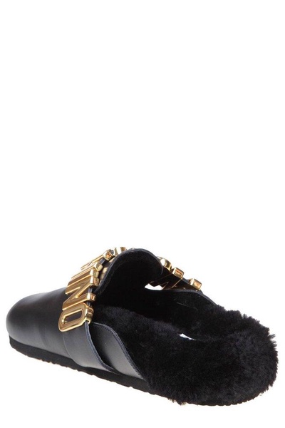 Moschino Logo Plaque Slip-On Slippers