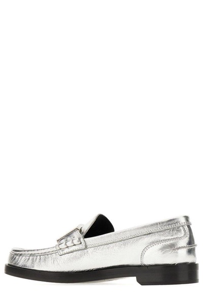 Baguette metallic leather loafers