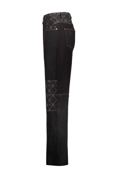 Marine Serre Wide-Leg Patchwork Jeans