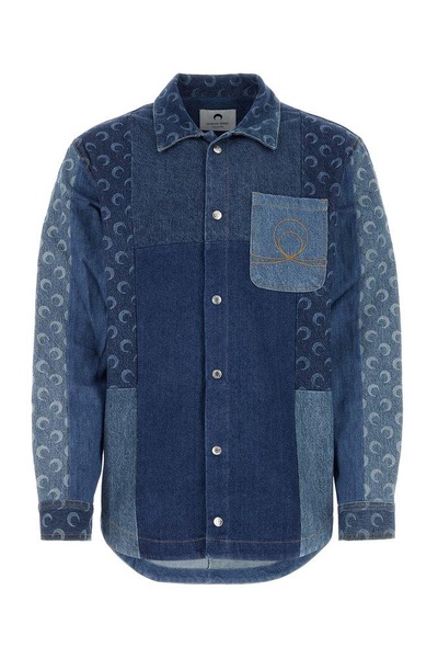 Marine Serre Buttoned Long-Sleeved Denim Shirt