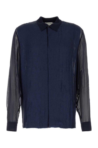 Dries Van Noten Man Blue Crepe Clasens Shirt