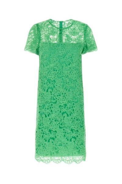 Ermanno Scervino Floral-Appliqué Short-Sleame Midi Dress