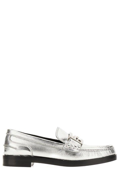 Baguette metallic leather loafers