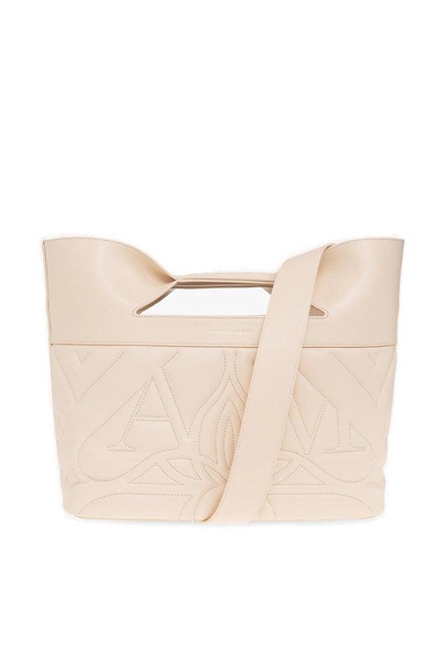 Cream White 'the Bow' Quilted Bag In Calf Leather