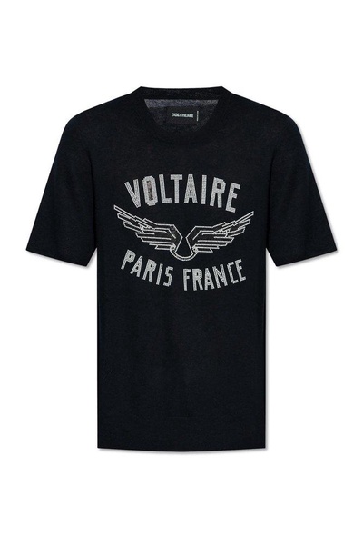 Zadig & Voltaire Ida Diamante Wings Short-Sleeved Jumper