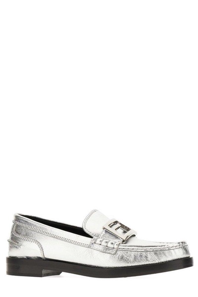 Baguette metallic leather loafers