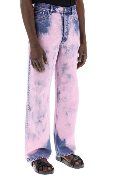 Dries Van Noten Dyed Vintage Effect Wide Leg Jeans