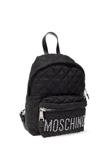 Moschino Logo-Embellished Zip-Up Quilted Backpack