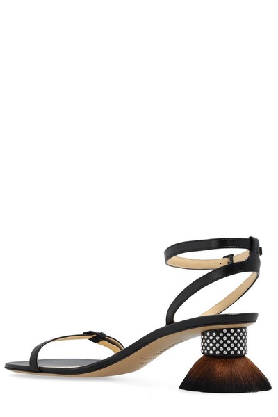 Loewe Petal Brush Heeled Ankle Strap Sandals