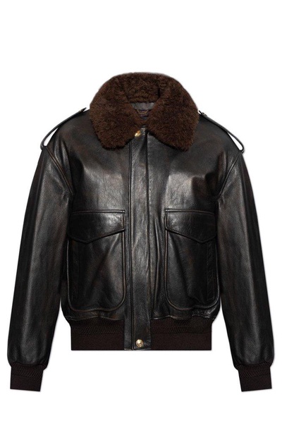 Versace Leather jacket with detachable collar