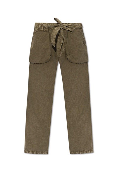 High-waist Belted Cargo Trousers Pants