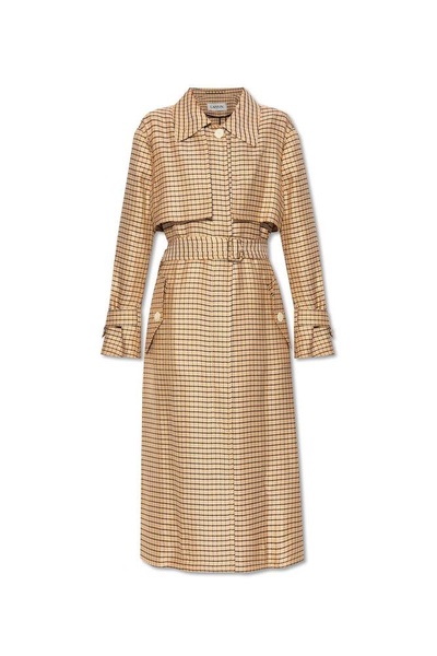 Lanvin Checkered Belted Trench Coat