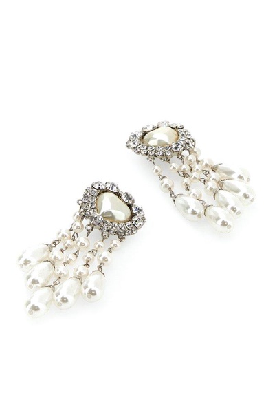 Alessandra Rich Heart-Shape Embellished Earrings