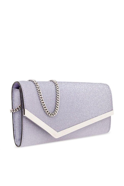 Jimmy Choo Emmie Glitter Chain-Linked Clutch Bag