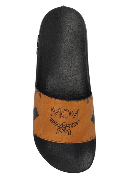 MCM Maxi Visetos-Print Slip-On Slides