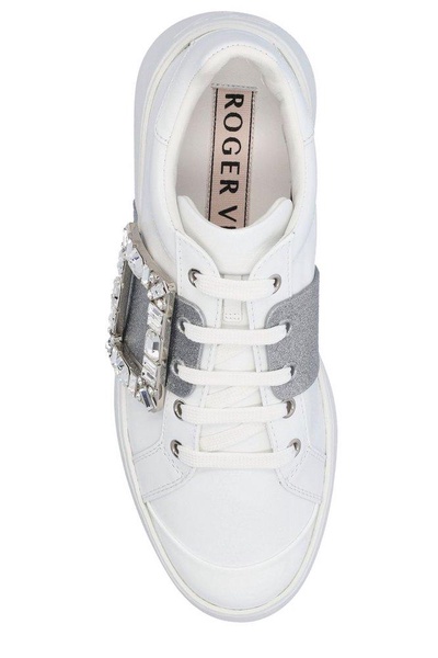 Roger Vivier Viv' Skate Glitter Embellished Buckle Sneakers