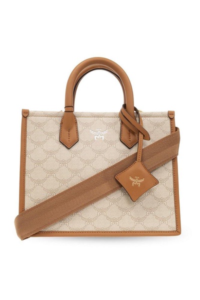 MCM Himmel Monogrammed Small Tote Bag