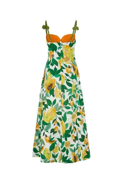 Farm Rio Papaya Salad Scarf Sleeveless Maxi Dress