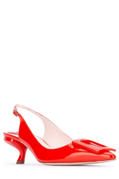 Roger Vivier Virgule Lacquered Buckle Slingback Pumps