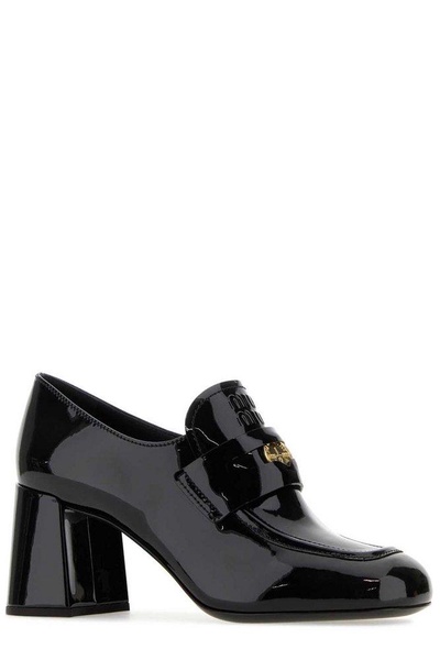 Miu Miu High-Heeled Slip-On Moccasins