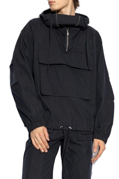 Helmut Lang Zip Detailed High Neck Hooded Jacket