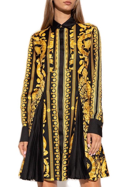 Versace Baroque Printed Long Sleeved Dress