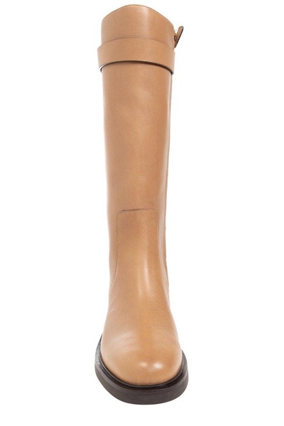 Tory Burch Double T Round-Toe Knee-High Boots