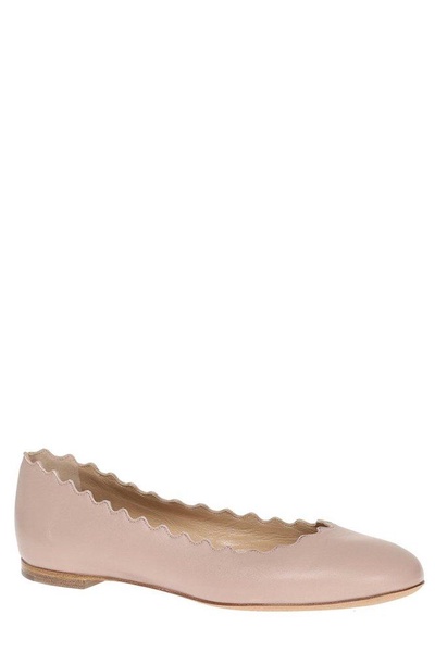 Chloé Lauren Scalloped Leather Ballerina Flat