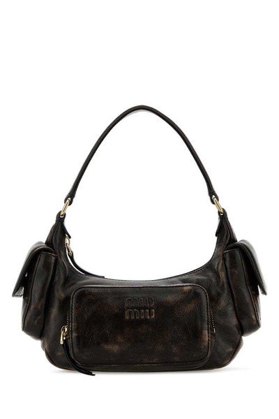 Miu Miu Pocket Logo-Embossed Zipped Shoulder Bag