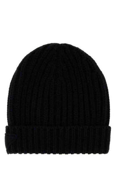 Black Wool Blend Beanie Hat