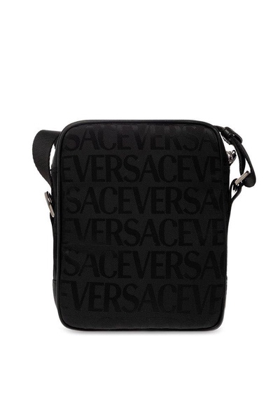 Versace Greca Plaque Foldover Top Messenger Bag