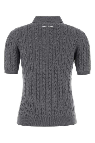 Miu Miu Short-Sleeved Knitted Polo Shirt