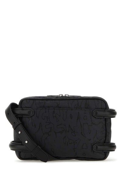 ALEXANDER MCQUEEN Men's Graffiti Printed Crossbody Bag with Harness Details