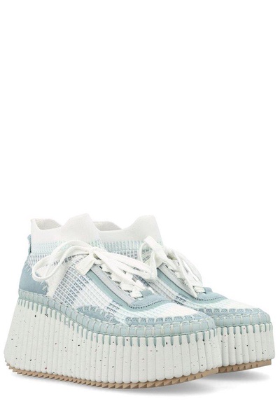 Chloé Nama Lace-Up Wedge Sneakers