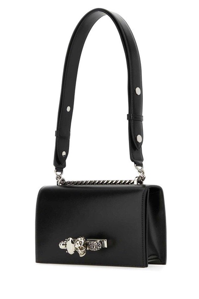 Alexander Mcqueen Woman Black Leather Skull Shoulder Bag