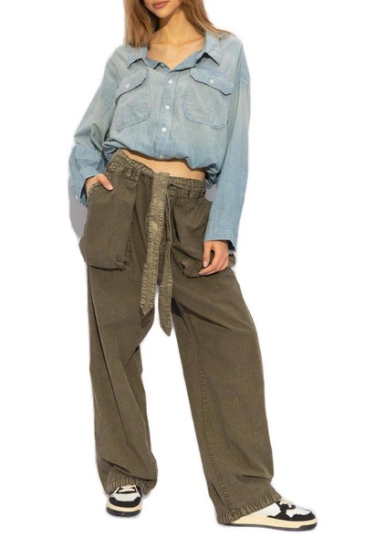 High-waist Belted Cargo Trousers Pants