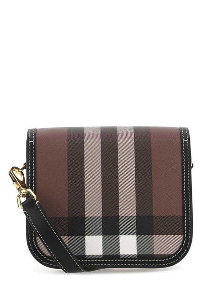 Burberry Logo Engraved Checked Crossbody Bag