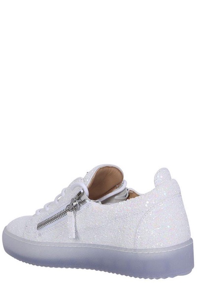 Giuseppe Zanotti Zip-Detail Glitter Lace-Up Sneakers