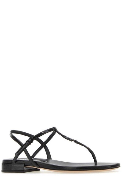 Miu Miu Logo-Plaque Thong Strap Flat Sandals