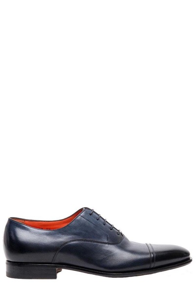 Santoni Almond-Toe Oxford Lace-Up Shoes