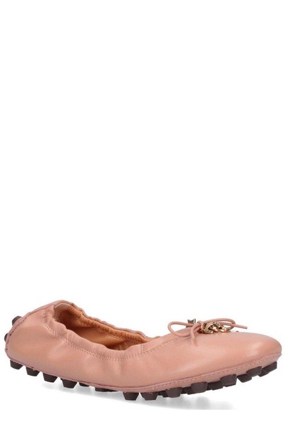 Tod's Bow Detailed Round Toe Flat Shoes