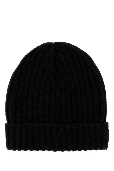 Black Wool Blend Beanie Hat