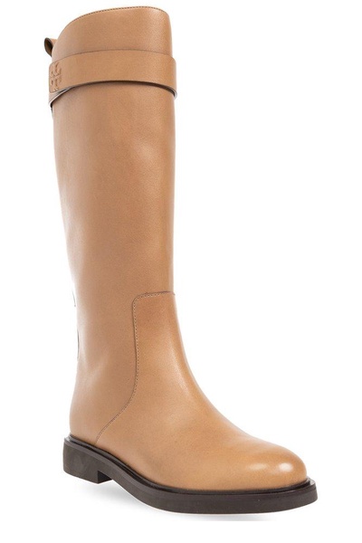 Tory Burch Double T Round-Toe Knee-High Boots