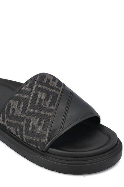 Fendi FF Jacquard Open Toe Slides